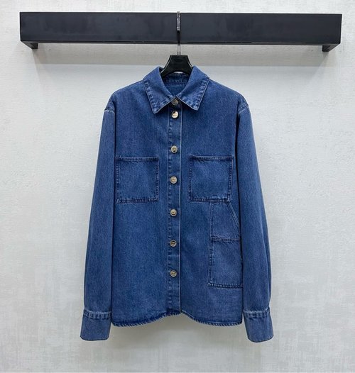 Chanel Letter Logo Denim Shirt in High-street Style