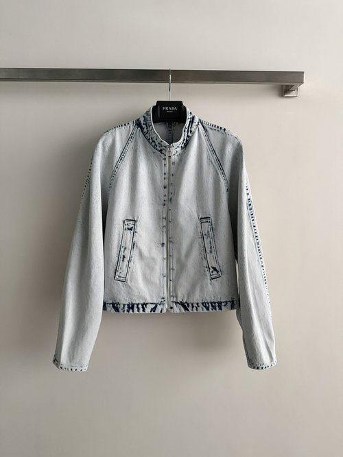 Loro Piana Stand-Collar Denim Jacket, Lightweight and Breathable