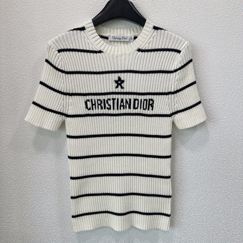 Dior Early Spring Color-Blocked Striped Pullover Knitted Sweater