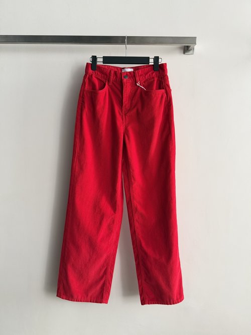 Hermes Red High-Waisted Comfortable Versatile Pants