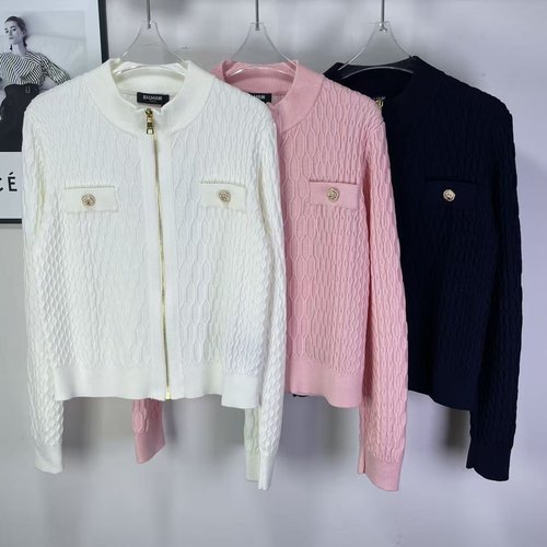 Balmain Balmai-Inspired Classic Lion Head Buckle Knit Crop Top in Orange, Black and White