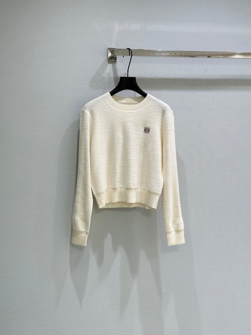 Loewe Merino Wool Sweater with Anagram Embroidery, Paired with Jeans