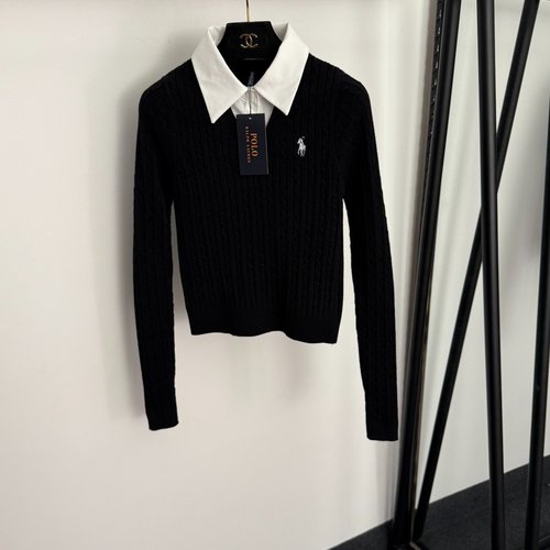 Polo Ralph Lauren Polo Embroidery Long - Sleeve Knit Pullover with Shirt Collar