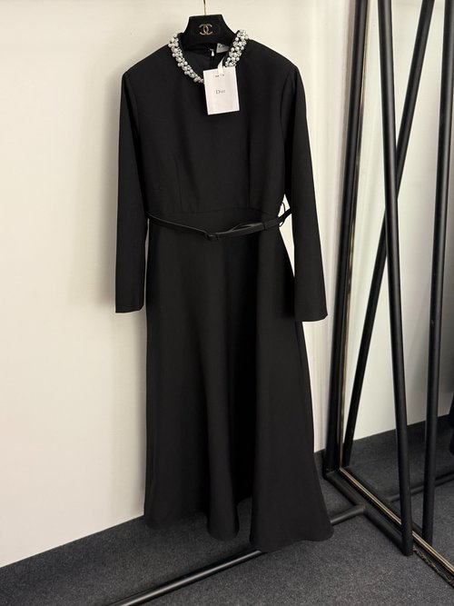 Dior CD Bee Embroidered and Diamond-Pearl Decorated Dress