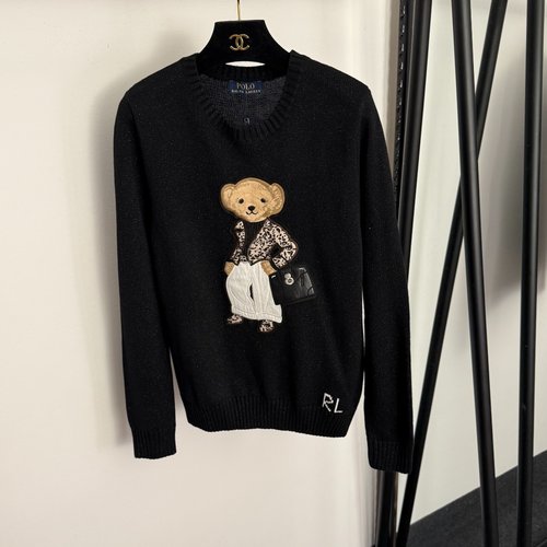 Polo Ralph Lauren Leopard Print Coat with Bear-Embroidered Long-Sleeve Knit Pullover