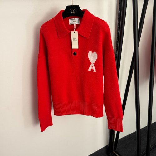 Ami Love Letter Long-Sleeve Knit Top in Various Colors
