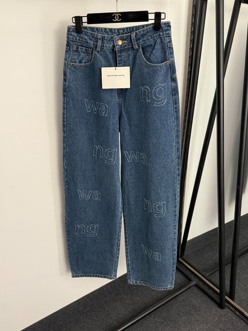 Alexander Wang Abrasion-Resistant Logo Letter Jeans