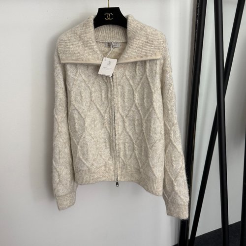 Loewe Silk-Blend Collared Long-Sleeved Knitted Cardigan