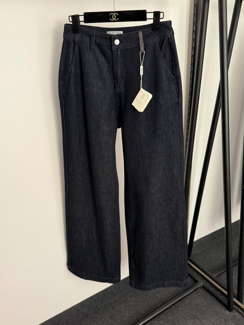 Loewe Beaded Leather Buckle High-Waisted Straight Jeans