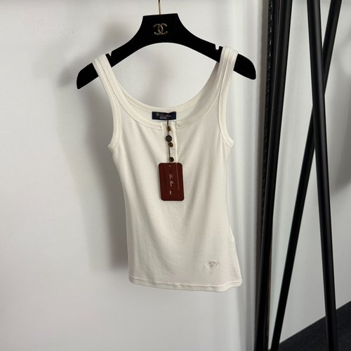 Loro Piana New Logo-Embroidered Half-Open Cotton Sling Vest