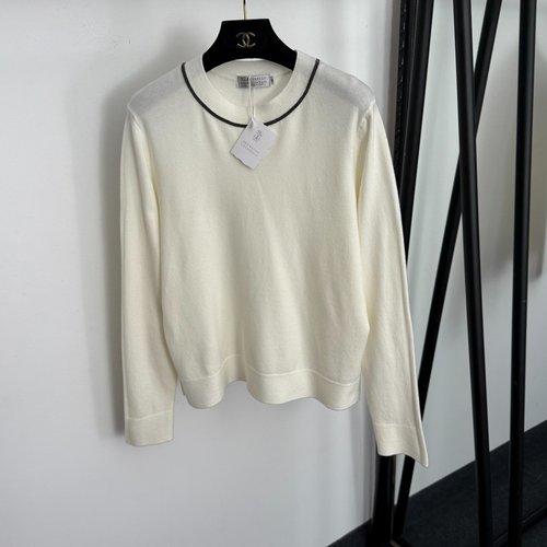 Loewe Round Neck Cashmere Sweater with Beaded Chain