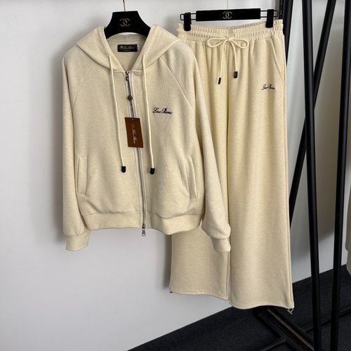 Loro Piana Sport Set with Embroidered Logo, Hooded Jacket & Elastic Waist Pants