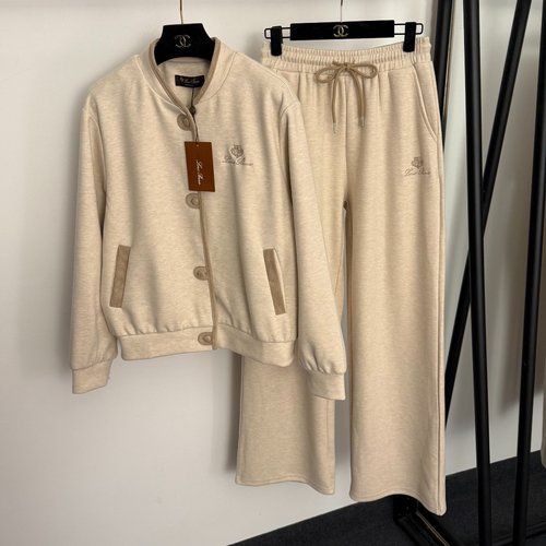 Loro Piana Sport Set with Embroidered Logo and Deer Leather Trim