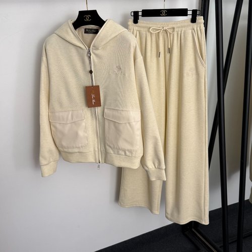 Loro Piana Sport Set with Embroidered Leather Patch and Double Pockets