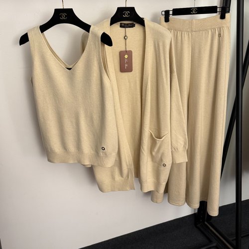 Loro Piana Multi-Color Metal Rings Knit Three-piece Set