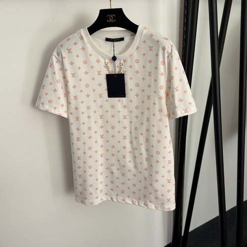 Louis Vuitton Monogram Logo Print and Chain Decorated T-Shirt