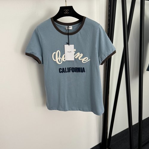 Celine Logo Embroidered and Color-Blocked T-Shirt