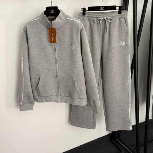 Loro Piana Suit with Logo Embroidery and Webbing-Trimmed Trousers