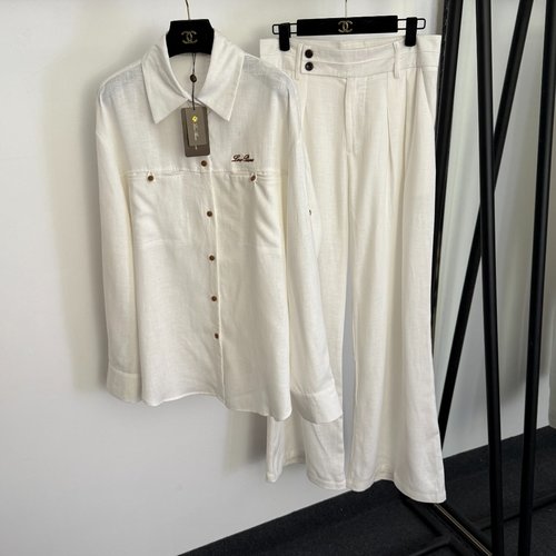 Loro Piana Linen Suit Set with Logo Embroidery in Multiple Colors