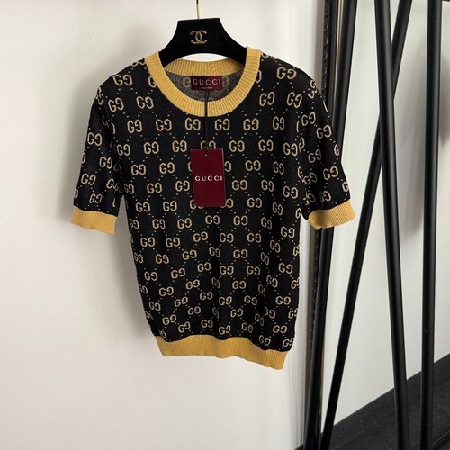 Gucci GG Jacquard Short-sleeved Knit Pullover