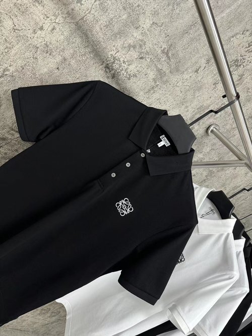 Loewe Elegant Six-eye Judy Cotton Polo Shirt with Imported Embroidery