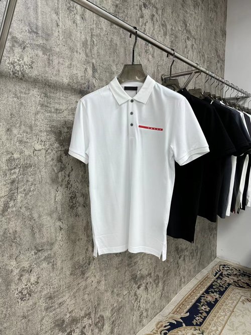 Prada Timeless Polo Shirt Made from Premium Silk-like Pique Fabric
