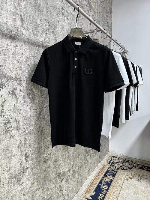 Dior Chic Silk-like Pique Polo Shirt with Delicately Embroidered Logo