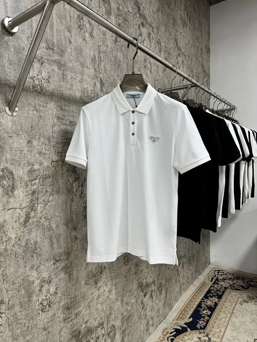 Prada High-quality Pique Polo Shirt with Precise Logo Embroidery