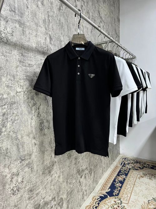 Prada Silky Pique Polo Shirt, Classic and Adaptable