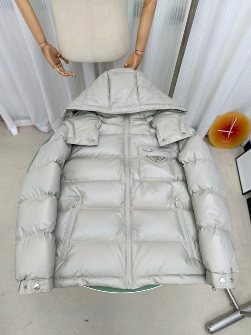 Prada Premium Down Jacket with 90% Down and Logo