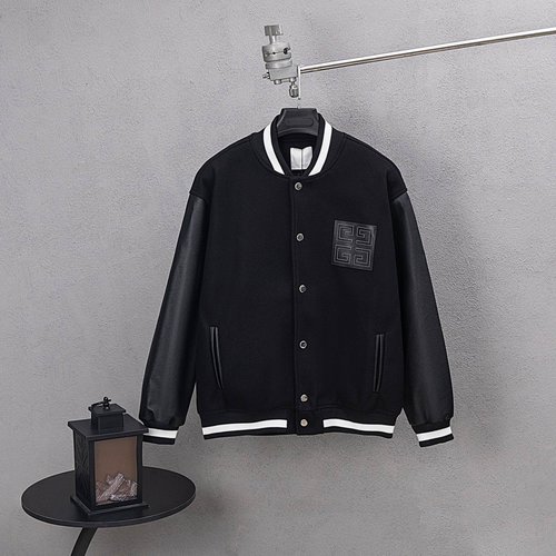 Givenchy Baseball Jacket with Wool Blend and PU Sleeves