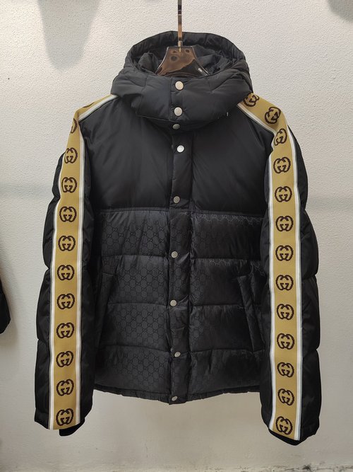 Gucci High Quality Reflective Logo Patchwork Down Outerwear