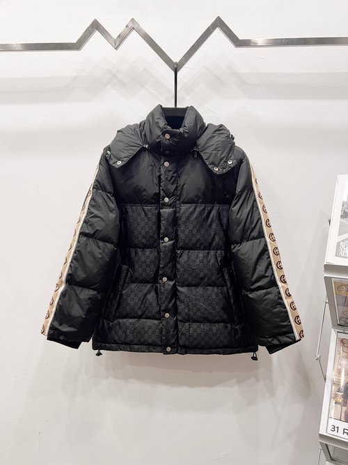 Gucci Luxury Down Jacket with Inspired Pattern and Reflective Details