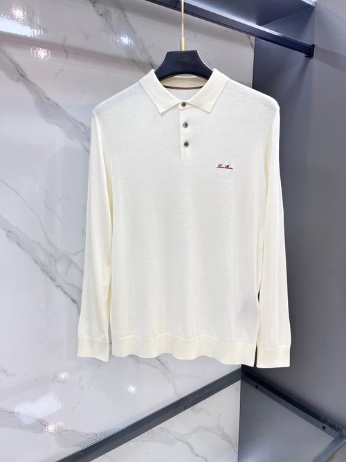 Loro Piana Imported Wool Sweater with Logo, Comfortable and Stylish