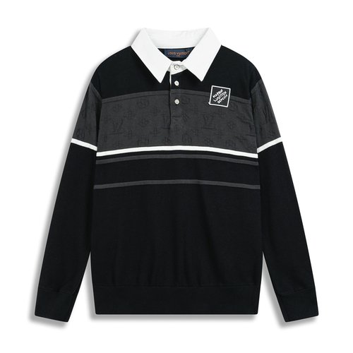 Louis Vuitton Jacquard Contrast Knitted Long-sleeved Polo Shirt