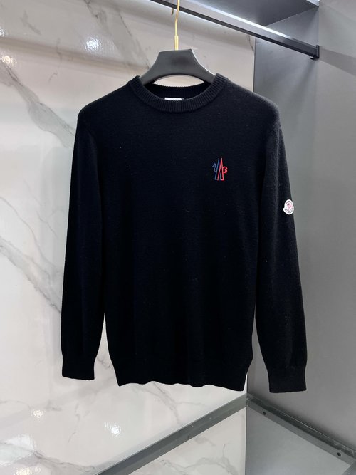 Moncler Pure Wool Round Neck Sweater for Comfort