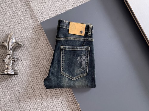 Chrome Hearts High-Elasticity Comfortable Jeans with Brand Elements