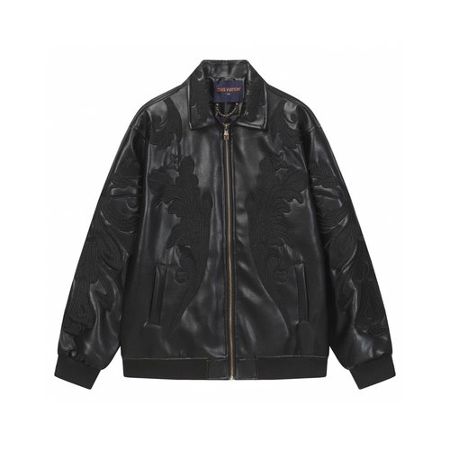 Louis Vuitton Premium All - Leather Baseball Jacket with Perfect Details