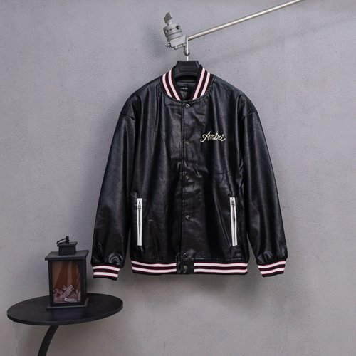 Ami Exquisite Full Leather Baseball Jacket
