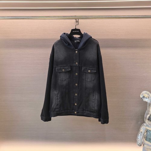 Balenciaga Patchwork Denim Hooded Outer Garment