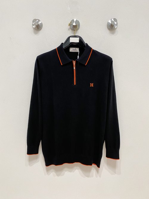 Hermes Classic Knit Polo with Elegant Texture