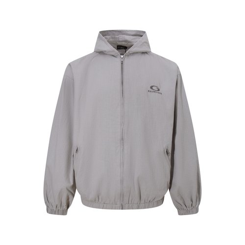 Balenciaga Grey Windbreaker with Letter Embroidery