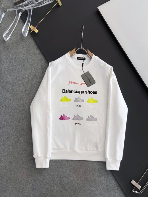 Balenciaga Double-sided Printed Pullover Hoodie in Black and White