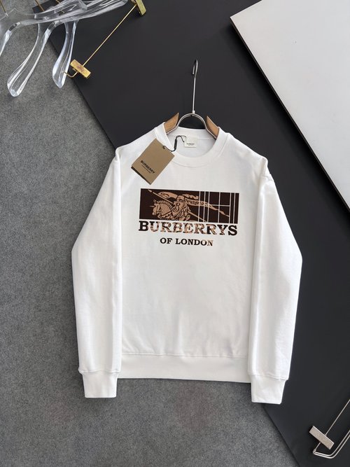 Burberry Long Sleeve Fleece Hoodie with Digital Print