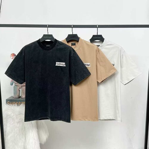 Balenciaga Distressed Logo Short Sleeve T-Shirt in 3 Colors