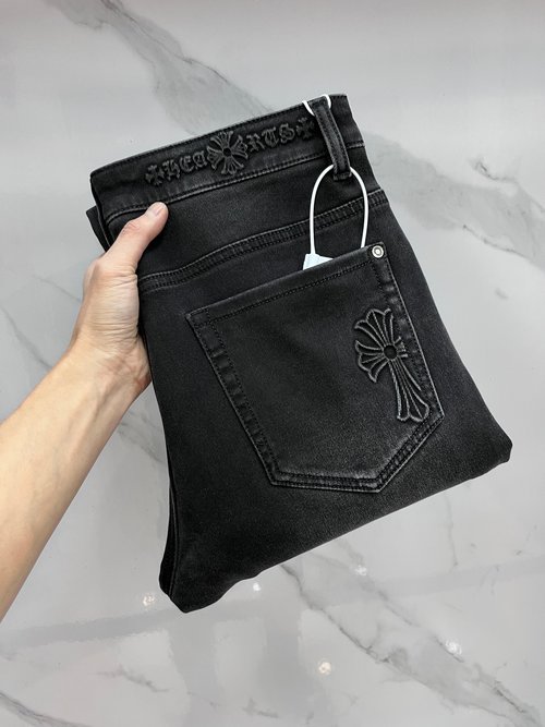 Chrome Hearts High-Quality Stretch Denim Jeans with Hardware