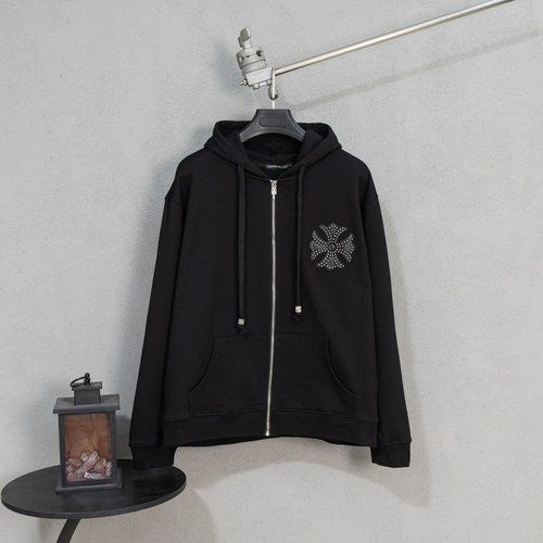 Chrome Hearts Luxury Heavy Crafted Cotton Zip Hoodie