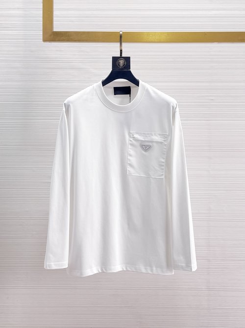 Prada Long-sleeved T-shirt with Sorona, soft and antibacterial