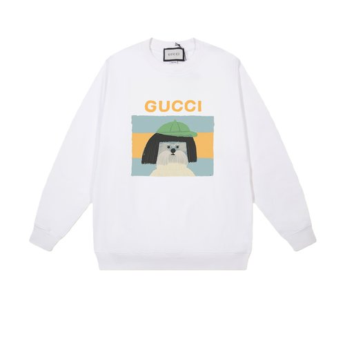 Gucci Cotton Round Neck Sweatshirt, Black & White