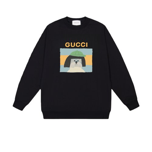 Gucci Cotton Round Neck Sweatshirt, Black & White